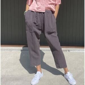 NEW Pharaoh Erika drop pant linen olive green lightweight pull on casual 4